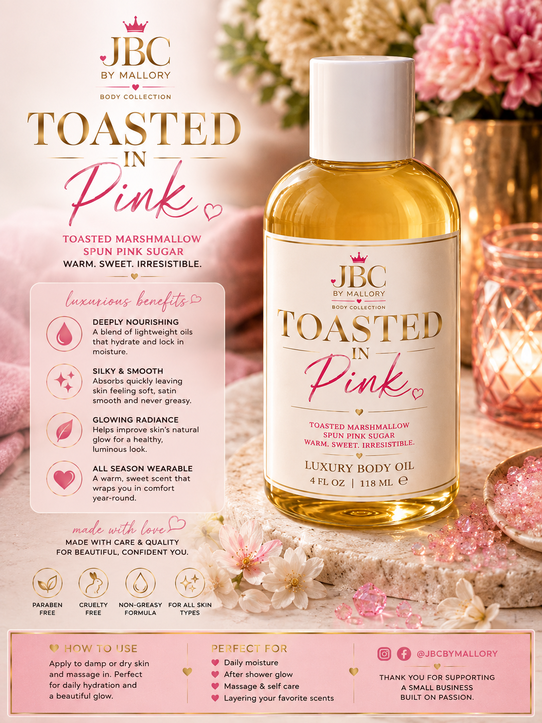 Toasted in Pink luxury body oil