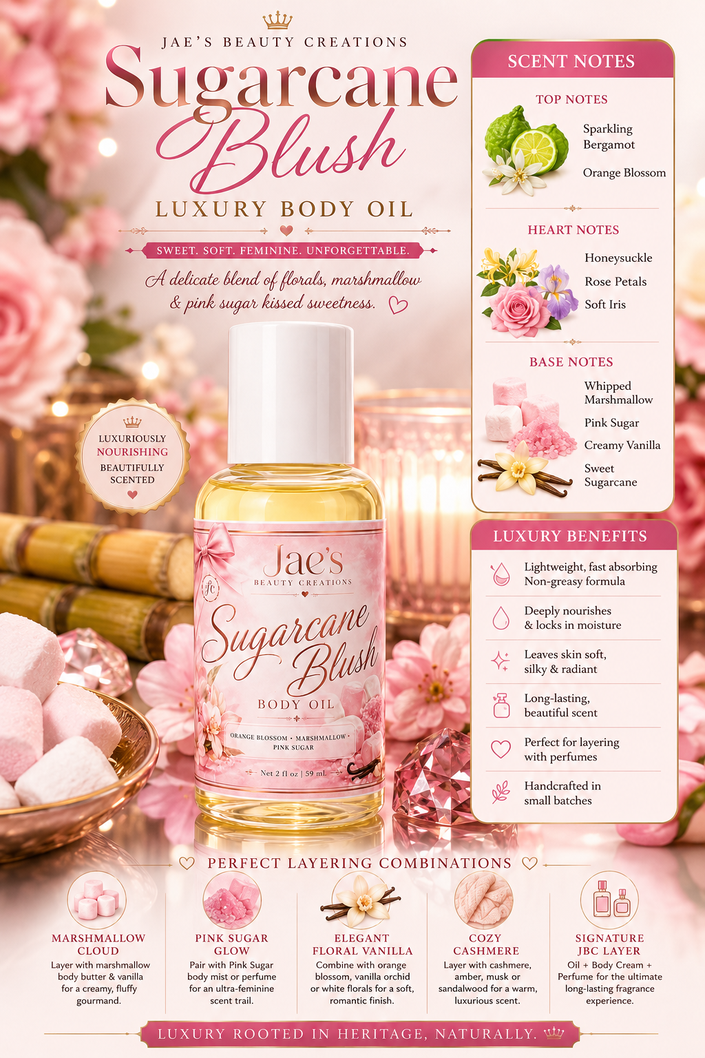 Sugarcane Blush luxury body oil