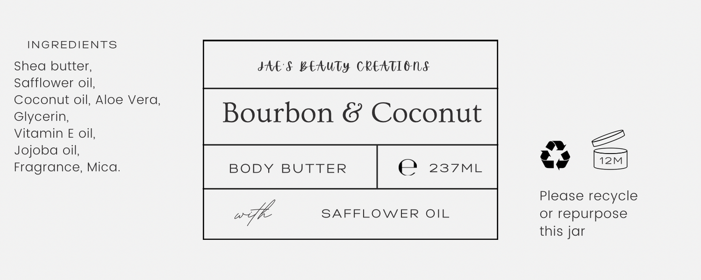 Bourbon and Coconut mens body butter