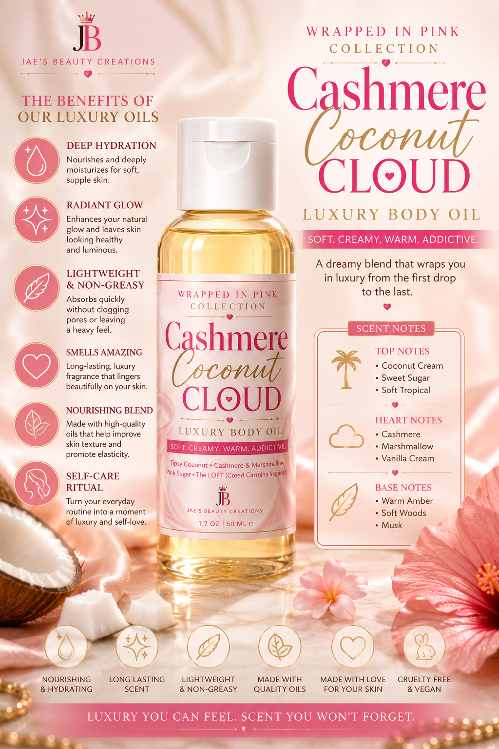 Cashmere Coconut Cloud luxury Body Oil