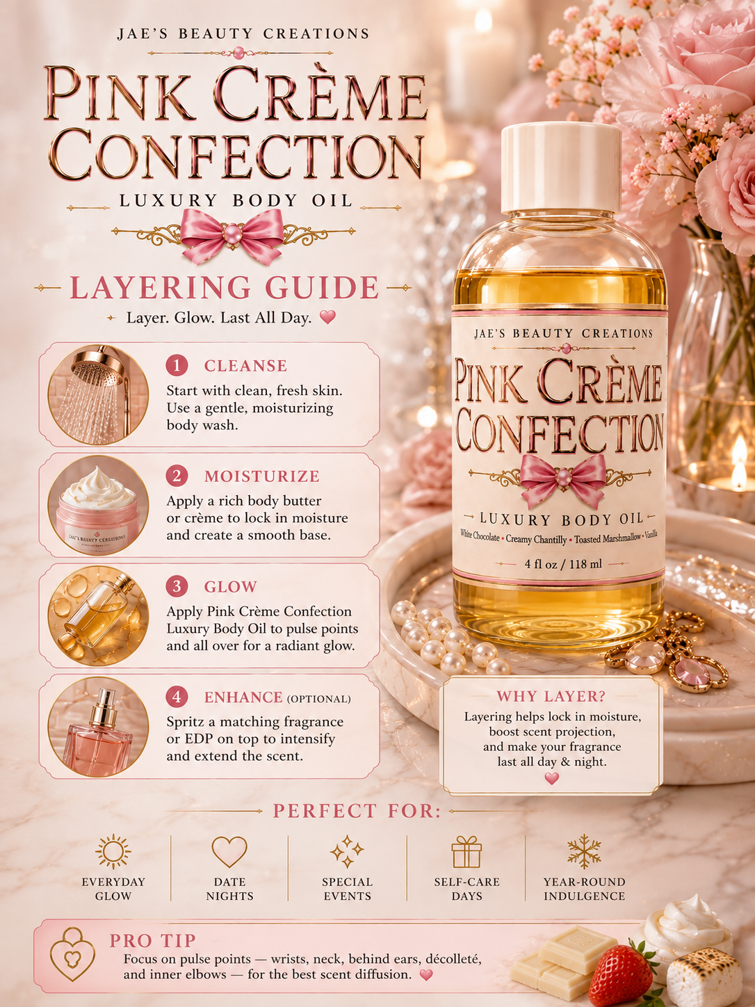 Pink Crème Confection luxury body oil