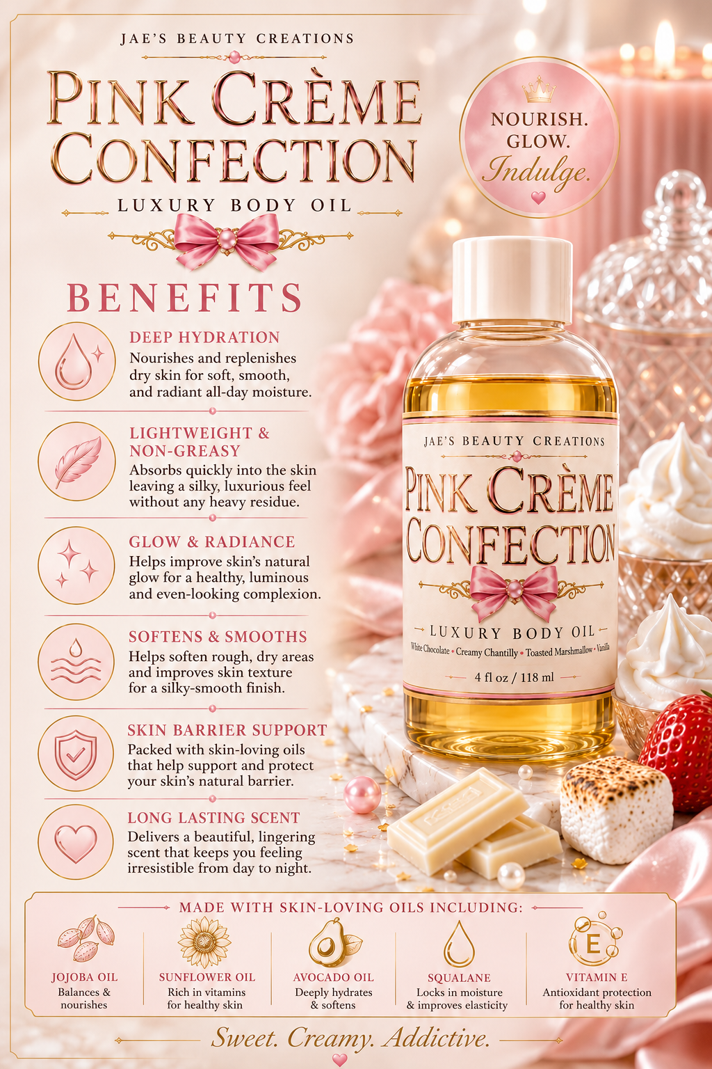 Pink Crème Confection luxury body oil