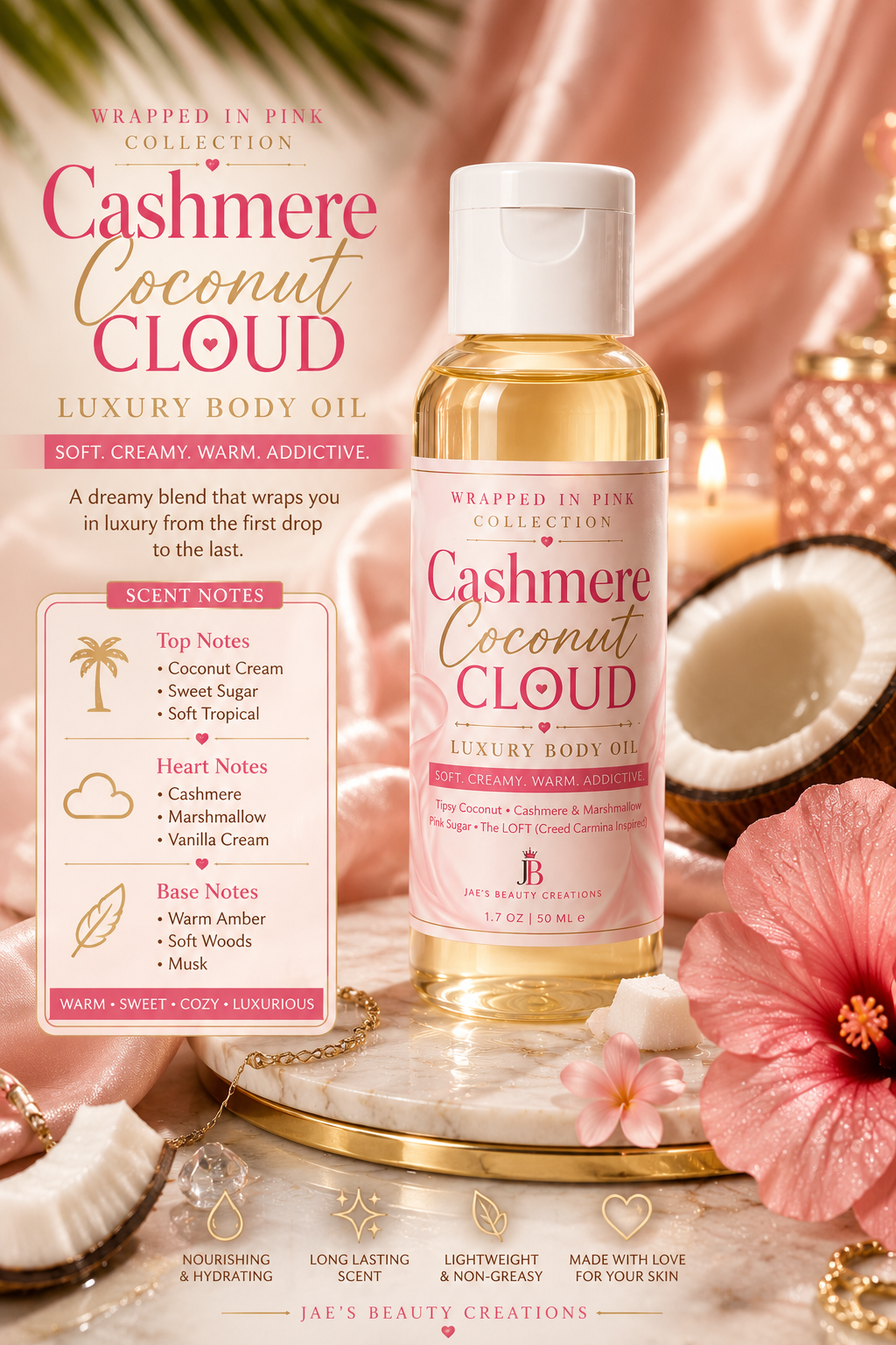 Cashmere Coconut Cloud luxury Body Oil