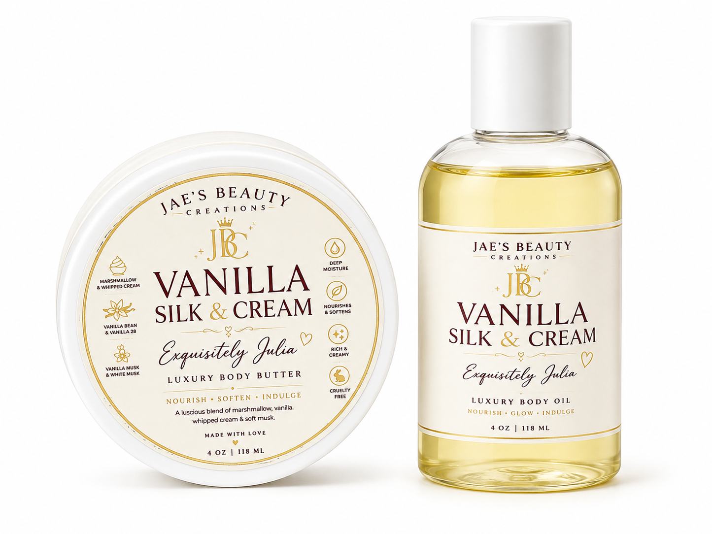 Vanilla Silk & Cream Bundle (4oz oil 4oz butter)