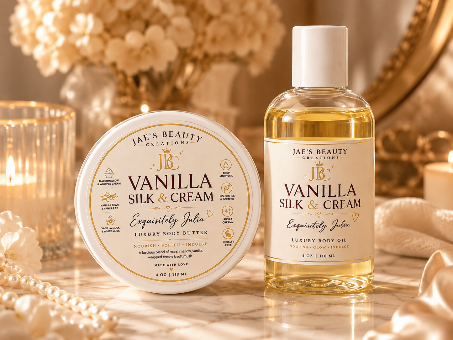Vanilla Silk & Cream Bundle (4oz oil 4oz butter)